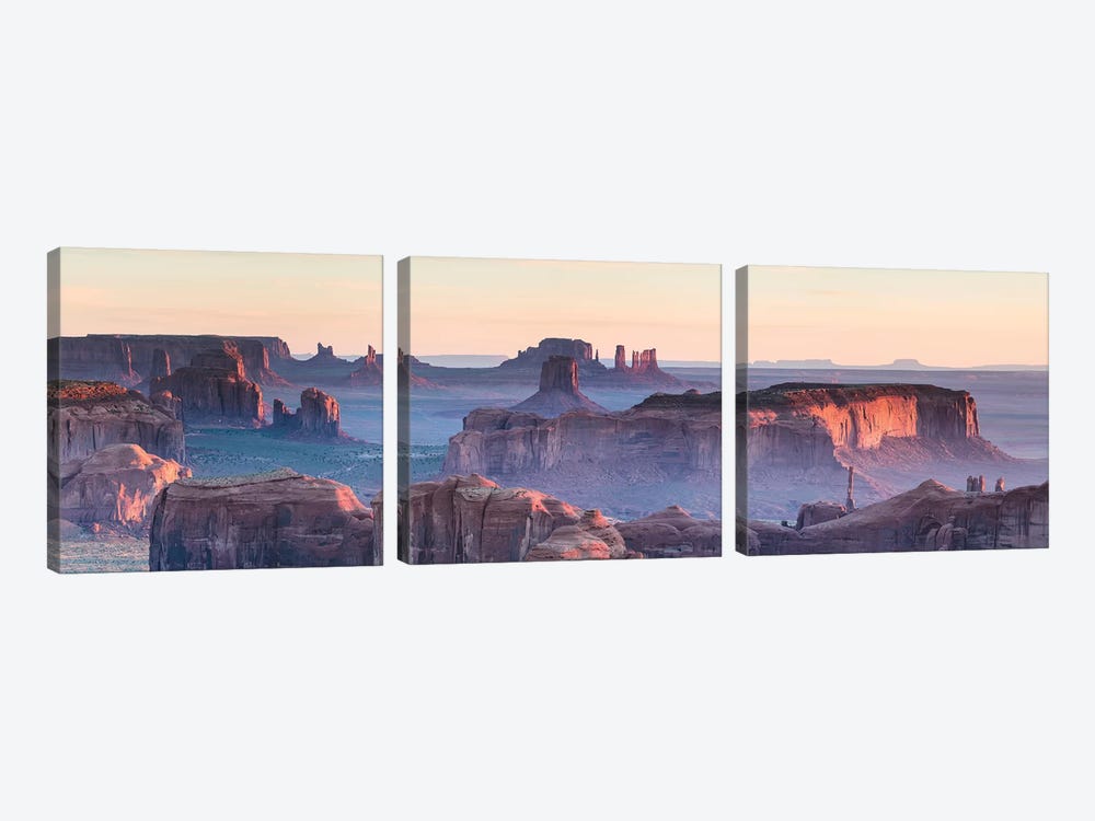 Hunt's Mesa Panoramic, Monument Valley II by Matteo Colombo 3-piece Canvas Wall Art