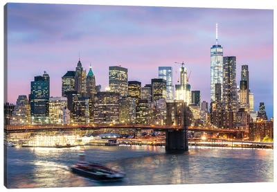 Manhattan At Dusk, New York City, USA Canvas Art Print - New York City Skylines