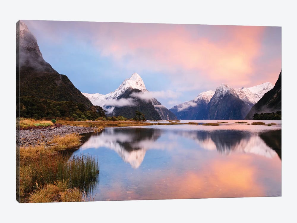 Milford Sound & Mitre Peak At Sunrise, South Island, New Zealand by Matteo Colombo 1-piece Canvas Wall Art
