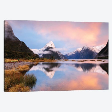 Milford Sound & Mitre Peak At Sunrise, South Island, New Zealand Canvas Print #TEO60} by Matteo Colombo Canvas Art