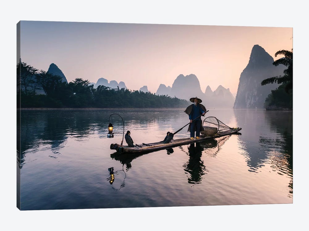 Old Chinese Fisherman by Matteo Colombo 1-piece Canvas Print