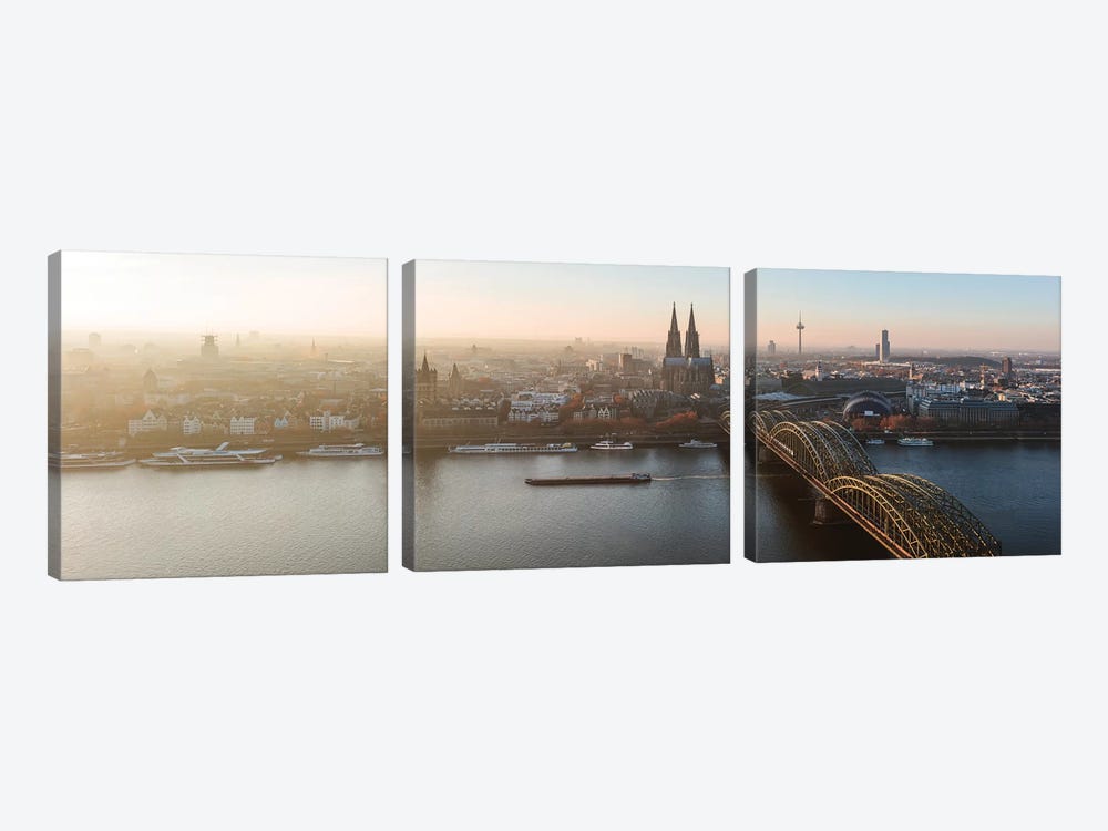 Panoramic Of Cologne Skyline, Germany by Matteo Colombo 3-piece Canvas Art Print