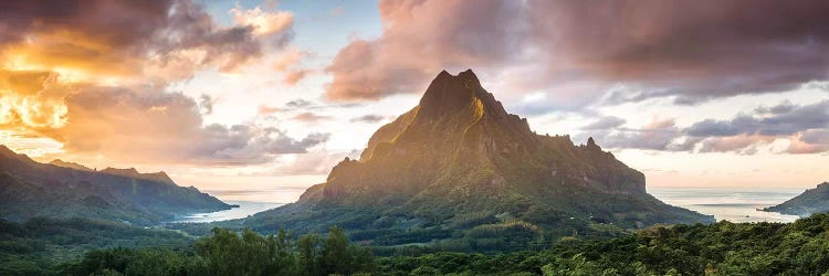 Panoramic Of Moorea At Sunset, Polynesia