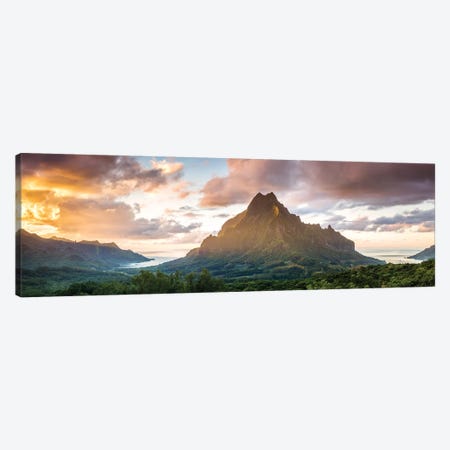 Panoramic Of Moorea At Sunset, Polynesia Canvas Print #TEO619} by Matteo Colombo Art Print