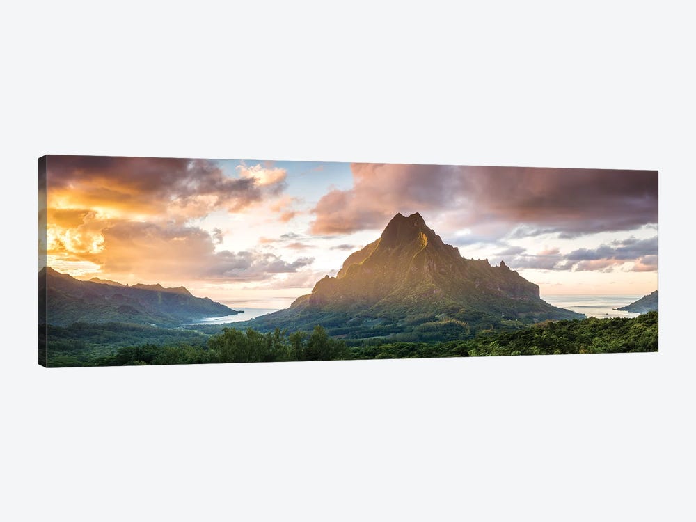 Panoramic Of Moorea At Sunset, Polynesia 1-piece Canvas Artwork