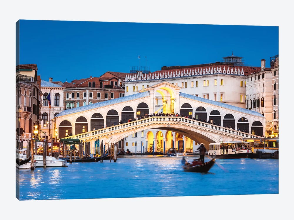 Rialto Bridge And Gondola, Venice, Italy by Matteo Colombo 1-piece Canvas Print