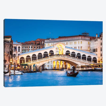 Rialto Bridge And Gondola, Venice, Italy Canvas Print #TEO625} by Matteo Colombo Canvas Print