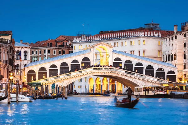 Rialto Bridge: Rialto Bridge And Gondola, Venice, Italy by Matteo Colombo