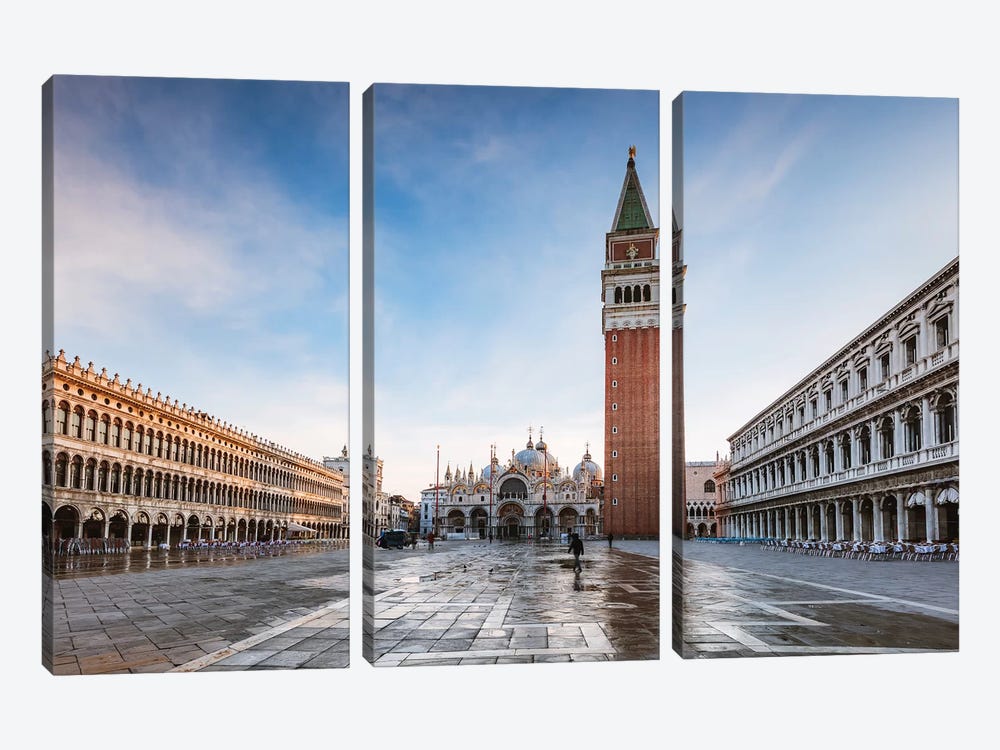 St Mark's Square At First Light, Venice, Italy by Matteo Colombo 3-piece Canvas Art
