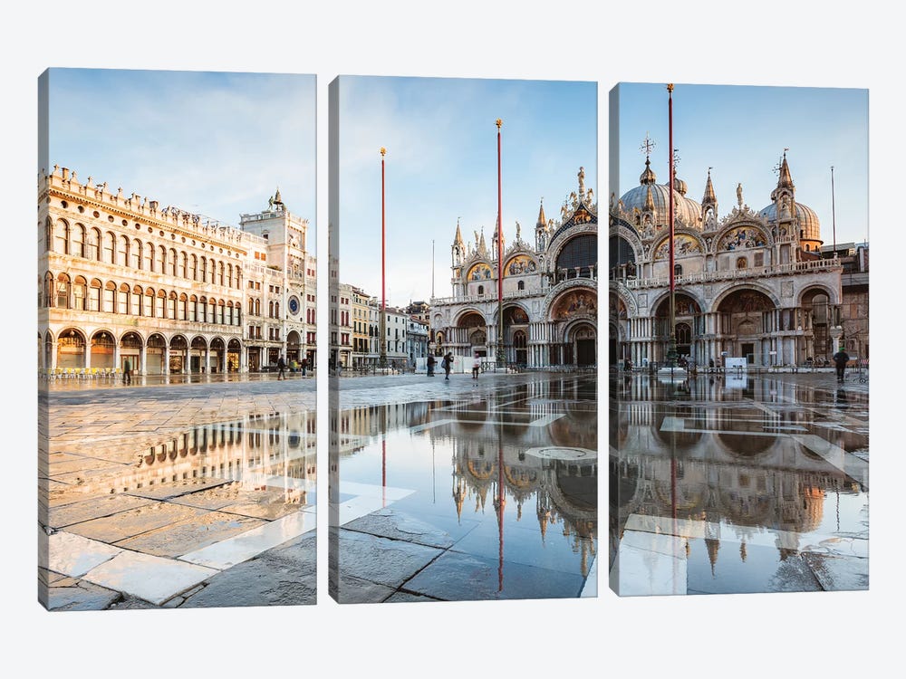 St Mark's Square Flooded, Venice, Italy by Matteo Colombo 3-piece Art Print