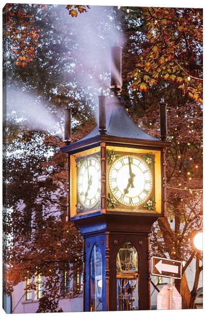 Steam Clock,Vancouver, Canada II Canvas Art Print - British Columbia Art