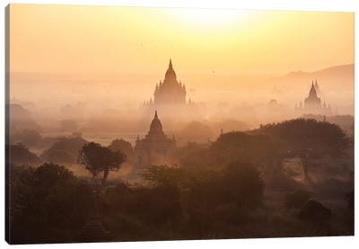 Sunrise Over The Temples Of Bagan, Myanmar Canvas Art Print - Burma (Myanmar)