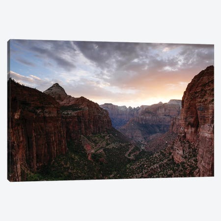Sunset At Zion Canyon Canvas Print #TEO640} by Matteo Colombo Canvas Artwork