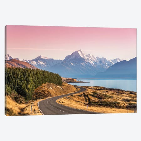 The Road To Mt. Cook, New Zealand Canvas Print #TEO654} by Matteo Colombo Canvas Artwork
