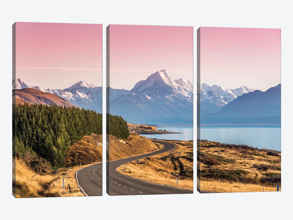 The Road To Mt. Cook, New Zealand by Matteo Colombo 3-piece Art Print