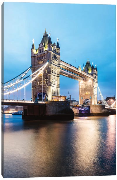 Tower Bridge At Night, London, UK I Canvas Art Print - Tower Bridge
