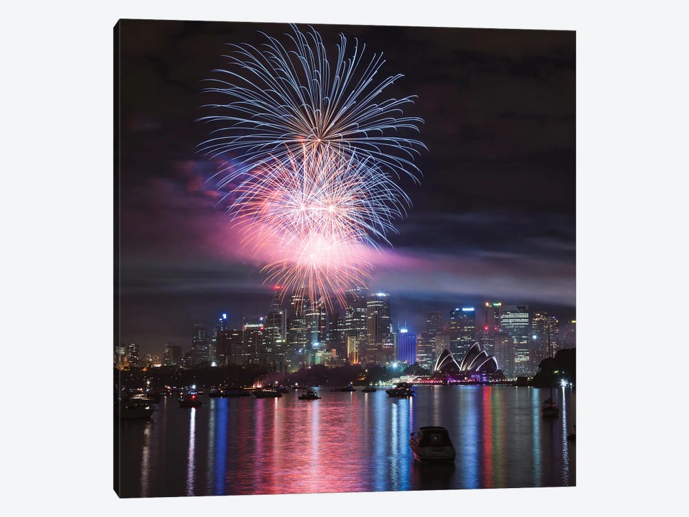New Year's Eve Fireworks Over Sydney Harbor, Sydney, New South Wales, Australia by Matteo Colombo 1-piece Canvas Print