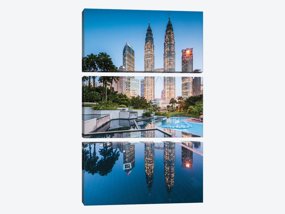 Twin Towers Reflection, Kuala Lumpur I by Matteo Colombo 3-piece Canvas Art Print