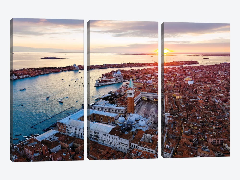 Venice From The Sky I by Matteo Colombo 3-piece Canvas Art Print