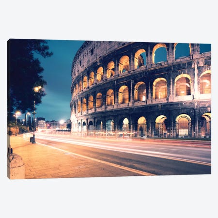 Night At The Colosseum, Rome, Lazio, Italy Canvas Print #TEO66} by Matteo Colombo Canvas Art Print