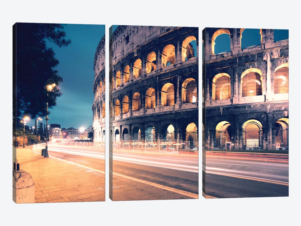 Night At The Colosseum, Rome, Lazio, Italy by Matteo Colombo 3-piece Canvas Art