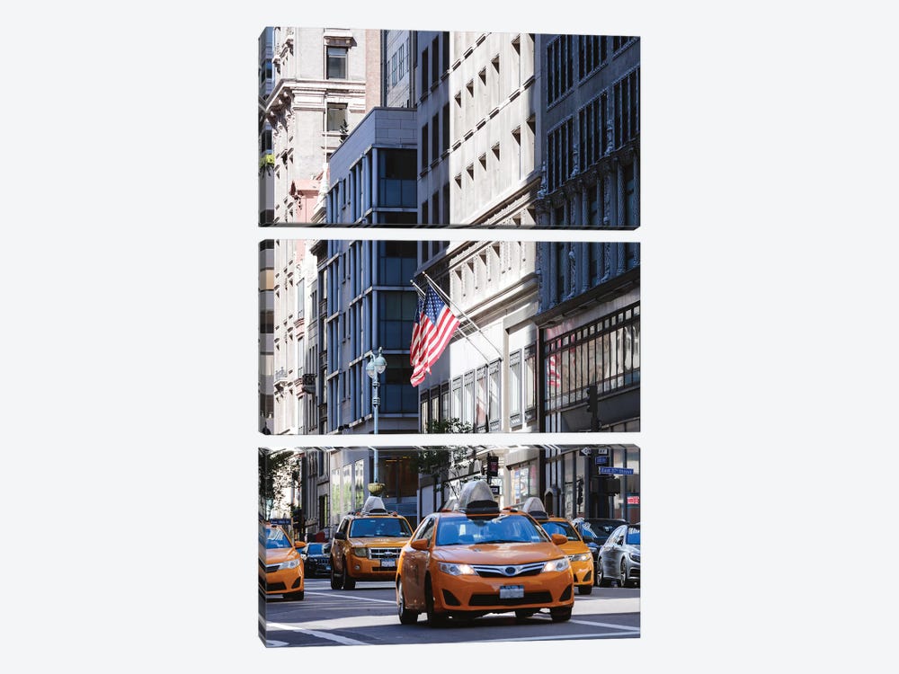 Yellow Cabs On Fifth Avenue by Matteo Colombo 3-piece Canvas Artwork