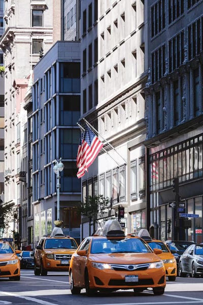 Yellow Cabs On Fifth Avenue