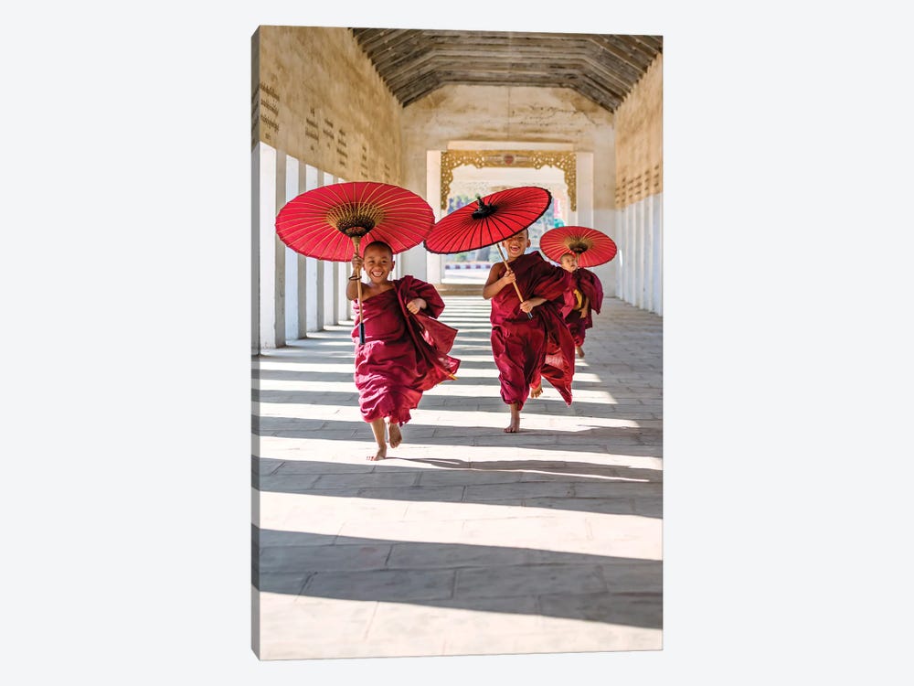 Young Monks Running, Bagan, Myanmar by Matteo Colombo 1-piece Canvas Print