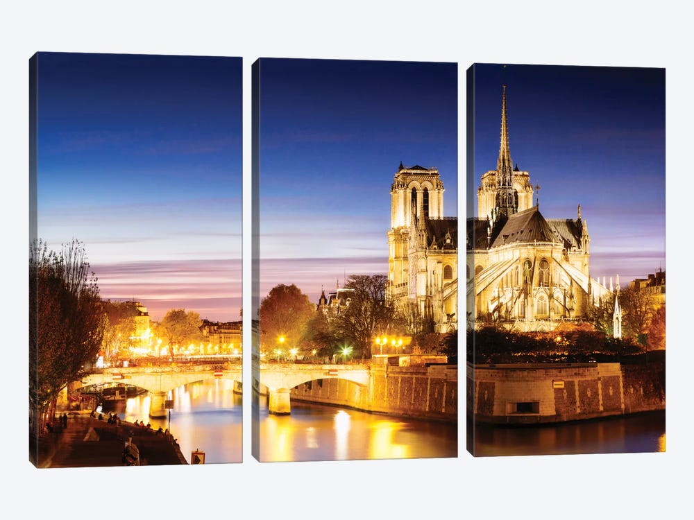 Notre-Dame de Paris (Notre-Dame Cathedral), Paris, Ile-de-France, France by Matteo Colombo 3-piece Canvas Print