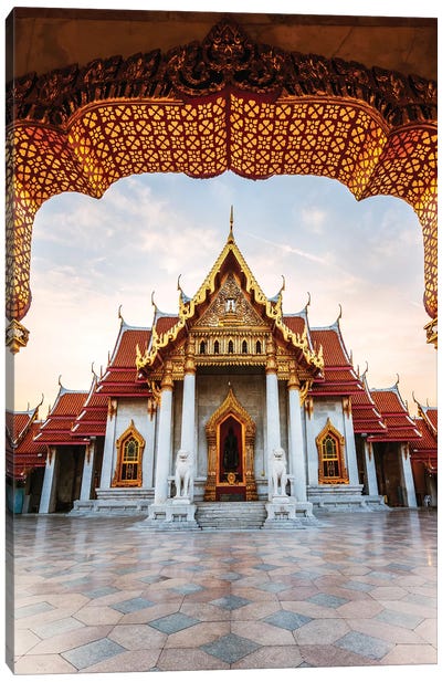 The Marble temple in Bangkok Canvas Art Print - Buddhism Art