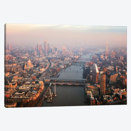 Sunset Over River Thames Canvas Print #TEO687} by Matteo Colombo Art Print