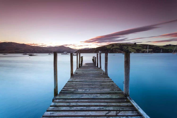 Pier At Sunset I, Akaroa Harbour, Akaroa, Banks Peninsula, Canterbury, South Island, New Zealand