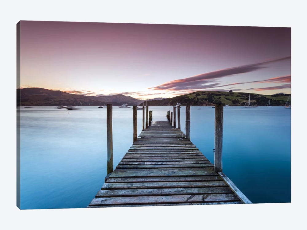 Pier At Sunset I, Akaroa Harbour, Akaroa, Banks Peninsula, Canterbury, South Island, New Zealand by Matteo Colombo 1-piece Art Print