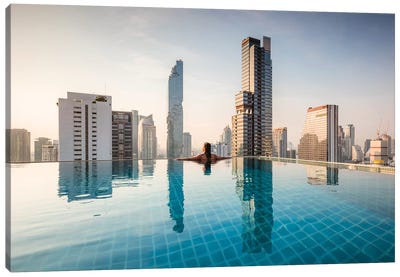 Infinity Pool And Bangkok Skyline Canvas Art Print - Thailand Art