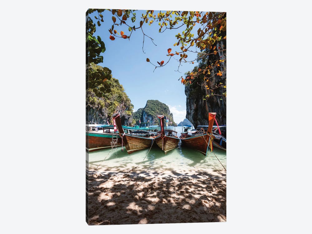 Thai Boats On A Tropical Island by Matteo Colombo 1-piece Canvas Wall Art