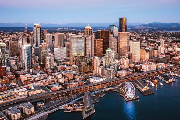 Seattle: Seattle Downtown At Dusk by Matteo Colombo