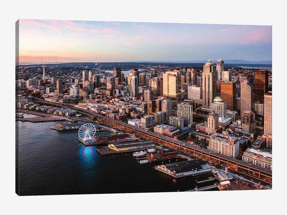 Seattle Downtown At Sunset by Matteo Colombo 1-piece Canvas Artwork