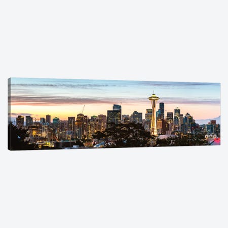 Seattle Skyline Panoramic Canvas Print #TEO714} by Matteo Colombo Canvas Art Print