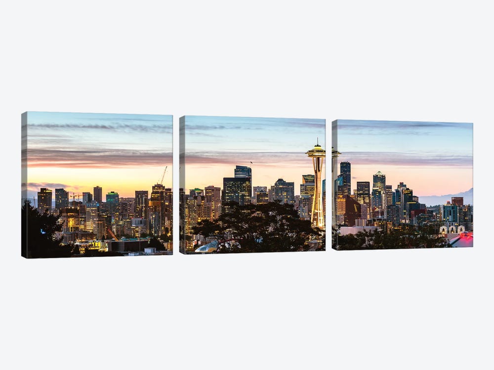 Seattle Skyline Panoramic by Matteo Colombo 3-piece Canvas Artwork