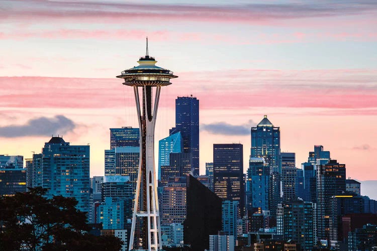 The Space Needle And Seattle Skyline by Matteo Colombo wall art