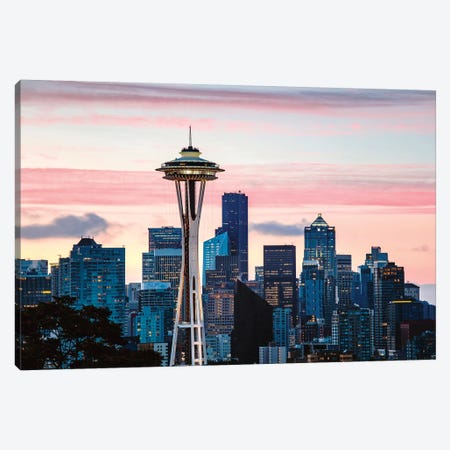 The Space Needle And Seattle Skyline Canvas Print #TEO715} by Matteo Colombo Canvas Art Print