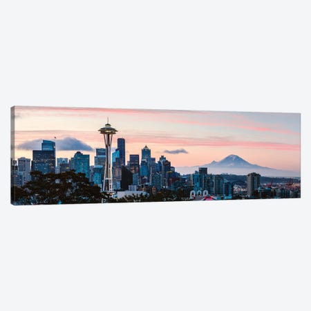 Seattle Skyline And Mt Rainier Canvas Print #TEO716} by Matteo Colombo Canvas Print