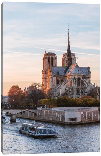 Notre Dame And River Seine Canvas Art Print - Notre Dame Cathedral