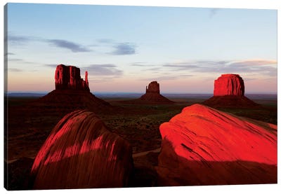 Red Sunset, Monument Valley, Navajo Nation, Arizona, USA Canvas Art Print - Travel Photograghy