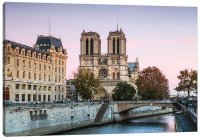 Notre Dame Sunset II Canvas Art Print - Notre Dame Cathedral