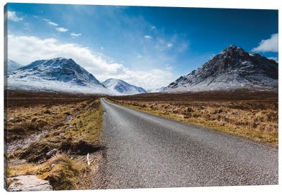 Road To The Highlands, Glencoe, Scotland, United Kingdom Canvas Art Print - Trail, Path & Road Art