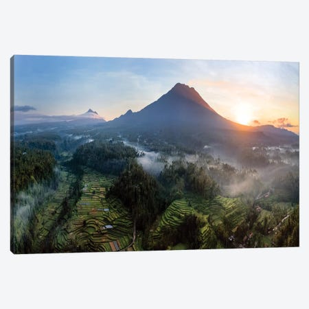 Volcano And Rice Fields, Bali III Canvas Print #TEO753} by Matteo Colombo Canvas Art