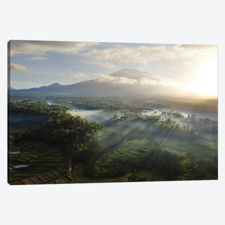 Volcano And Rice Fields, Bali IV Canvas Print #TEO754} by Matteo Colombo Canvas Art Print