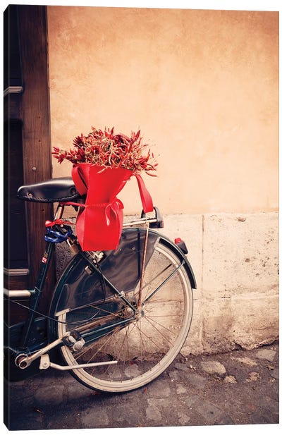 Bicycle In Rome Canvas Art Print - Travel Art
