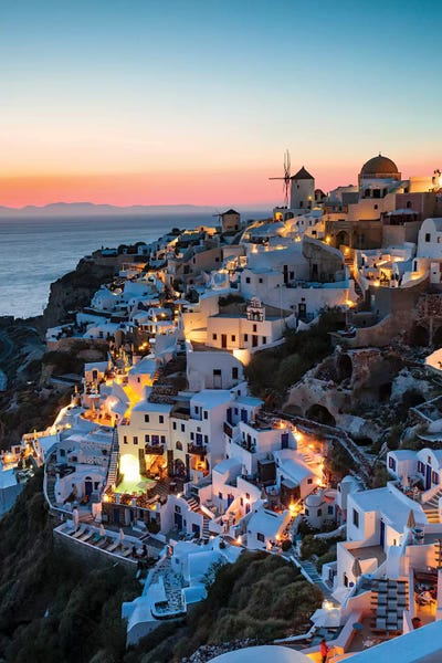 Large Scenic & Landscape Art - Canvas Prints: Santorini Evening by Matteo Colombo